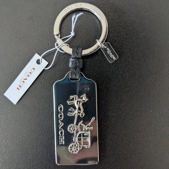NWT COACH Silver Metal Carriage Key Fob/Charm - Picture 1 of 6